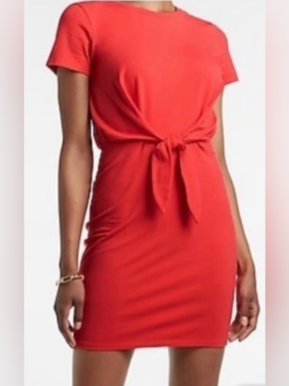 Express Tie-Front T-Shirt Dress Coral Peach Women’s Medium